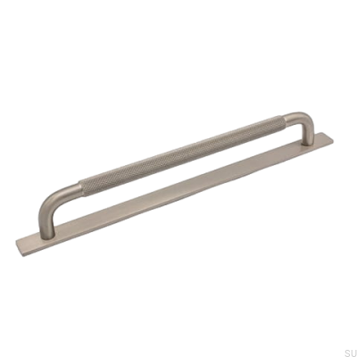 Avlångt möbelhandtag med bricka Helix 224 Aluminium Silver 