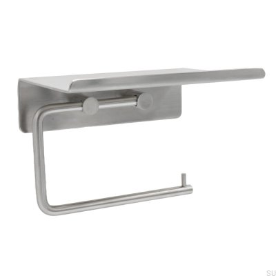 Toalettpappershållare med hylla Base Brushed Steel