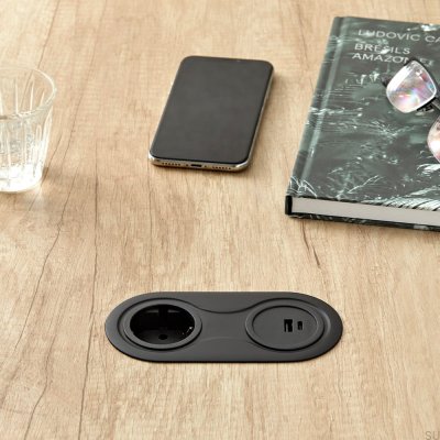 Dubbelt uttag med USB Infini Matte Black