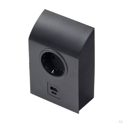 Enkel USB-uttag Mini Born Mattsvart