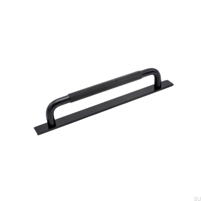 Avlångt möbelhandtag med bricka Helix 160 Aluminium Svart 