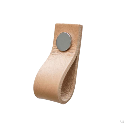 Möbelhandtag Loop Läder med krom