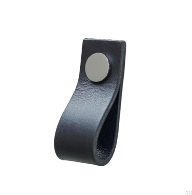 Möbelhandtag Loop Läder Svart med krom