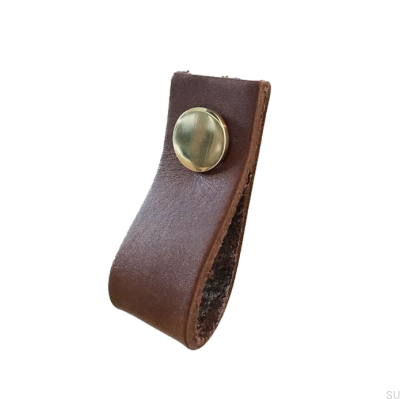 Möbelhandtag Loop Läder Brun med Guld