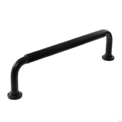 Avlångt möbelhandtag LS 1353 128 Svart med svart läder