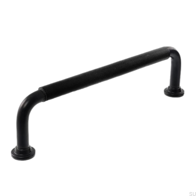 Avlångt möbelhandtag LS 1353 96 Svart med svart läder