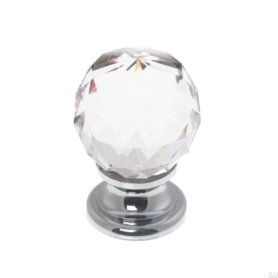 Möbelknopp 9992 Swarovski kristall med silverbotten