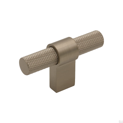 Möbelknopp T-Bar Helix Silver Metal Borstad (Inox Look)