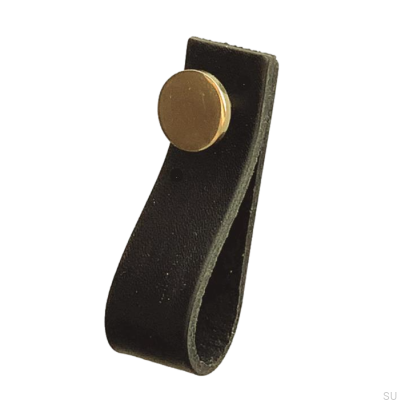 Möbelhandtag Loop 80 Leather Black with Gold