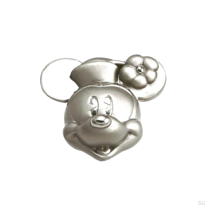 Möbelknopp Minnie Mouse Head Borstad Nickel