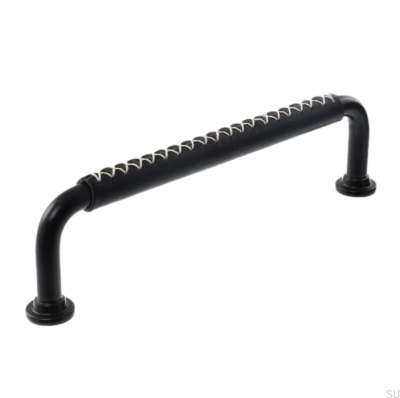 Längsgående möbelhandtag LX 1353 128 Svart med svart läder
