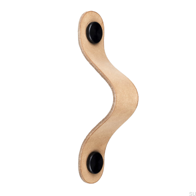 Avlångt möbelhandtag Pin-Pin Läder med svart