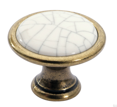 Möbelknopp 1700 antikguld med porslin