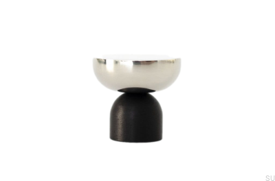 Kokeshi Mix 3032 Möbelknopp i svart aluminium med polerat stål
