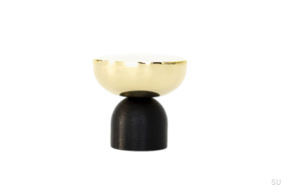 Kokeshi Mix 3032 Möbelknopp Aluminium Svart med polerad mässing