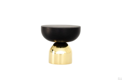 Kokeshi Mix 3032 möbelknopp Polerad mässing omålad med svart aluminium