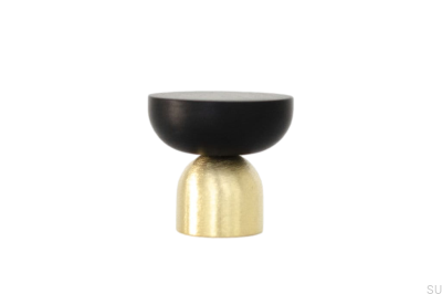 Kokeshi Mix 3032 möbelknopp Borstad mässing omålad med svart aluminium