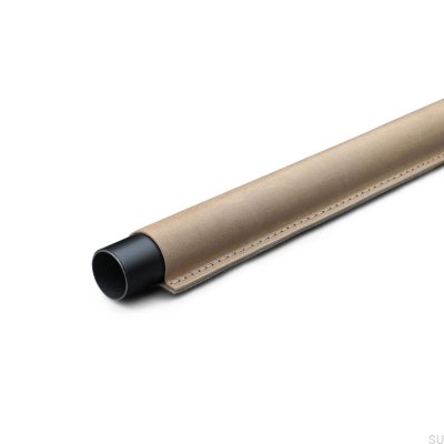 Rod Stitched 958 Garderob Rod Metal Black med ljusbrunt läder