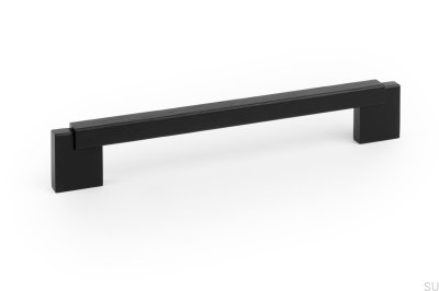 Avlångt möbelhandtag Duo Mini 160, Trä, Svart med Svart Aluminium