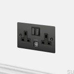 Modułowe gniazdo Euro Plate 2g z wtyczkami angielskimi na 13 AMp