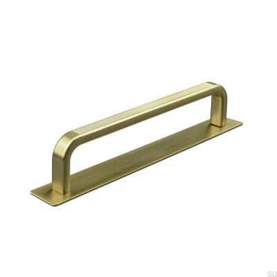 Gardone 160 Stripe Brushed Gold längsgående möbelhandtag med bricka