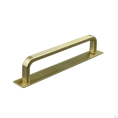 Gardone 160 Stripe Brushed Gold längsgående möbelhandtag med bricka