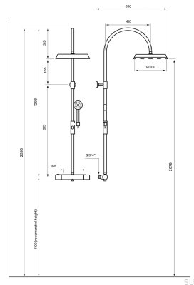 ARM7300-150 Mässing Svart Borstad Krom Duschset