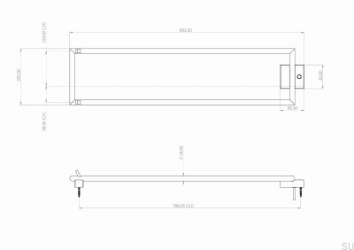 Badrumsradiator TW800-200 Mattsvart stål