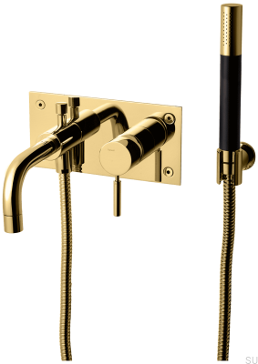 Badkar och duschblandare med duschhuvud och slang BOX026, Honey Gold Brass