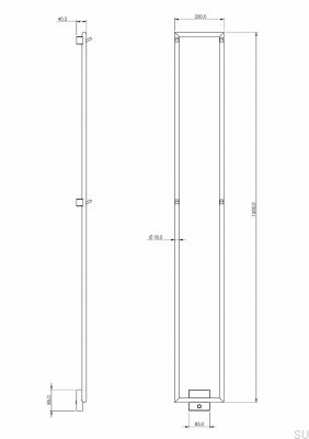 Badrumsradiator TW1500-200 Stål Honung Guld PVD