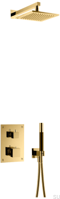 Duschset med termostattryckkran BOX8268 SQUARE ED2 Mässing polerad omålad