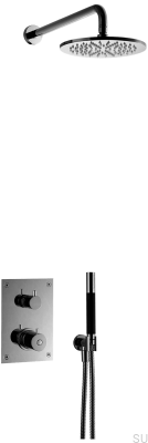 Duschset med termostatisk tryckkran BOX7268 ED2 Mässing Svart Krom