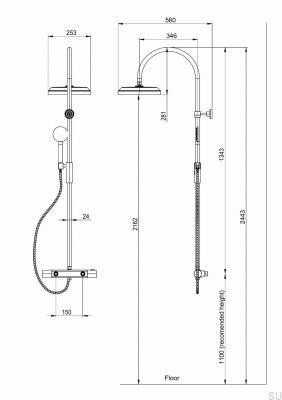 ARM5300-150 Duschset Borstad Nickel Mässing