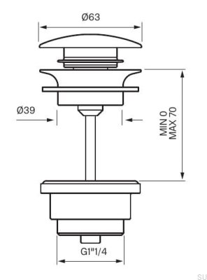 Universal Pop-up Stopper Arch74400 Mässing Gul