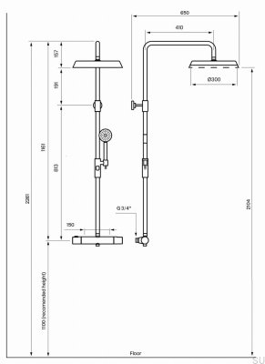 ARM7200-150 Duschset Borstad Nickel Mässing