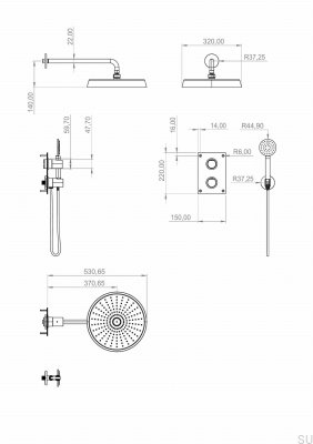 ARM7268 ED2 Mässing Svart Krom Duschset
