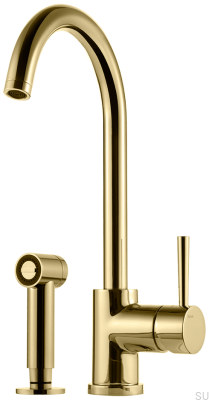 Tvåhåls köksblandare med dusch EVO200, Honey Gold Brass