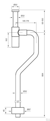 Tvättställshävert med S-pipe XA200 polerad mässing, omålad