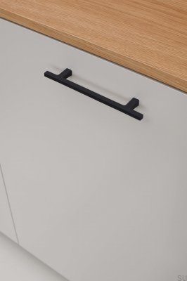 Pen 128 avlångt möbelhandtag, gjutjärn, mattsvart
