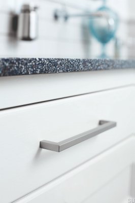 Fyrkantigt 10 160 avlångt möbelhandtag, aluminium, silver