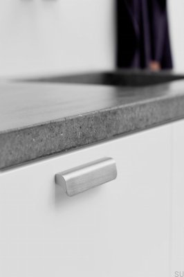 Avlångt möbelhandtag Fall 128 Aluminium Silver