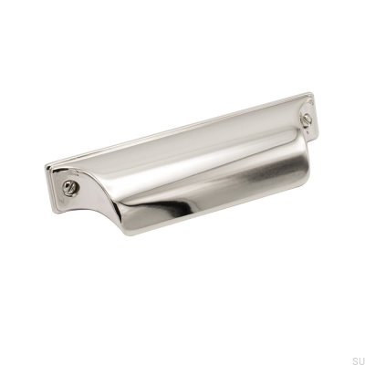 Timjan 64 skal möbelhandtag Silverpolerad nickel