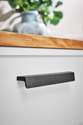 Kuvert 160 avlångt möbelhandtag, Aluminium, Mattsvart, Borstad