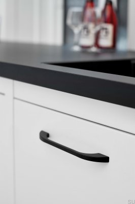 Smal 320 avlångt möbelhandtag, metall, mattsvart