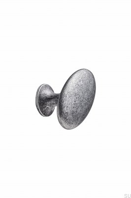 Oval Enkel M/Pins 26 möbelknopp, metall, grå