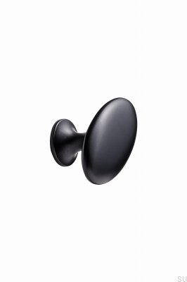 Oval Enkel W/Pins 26 möbelknopp, Mattsvart Metall