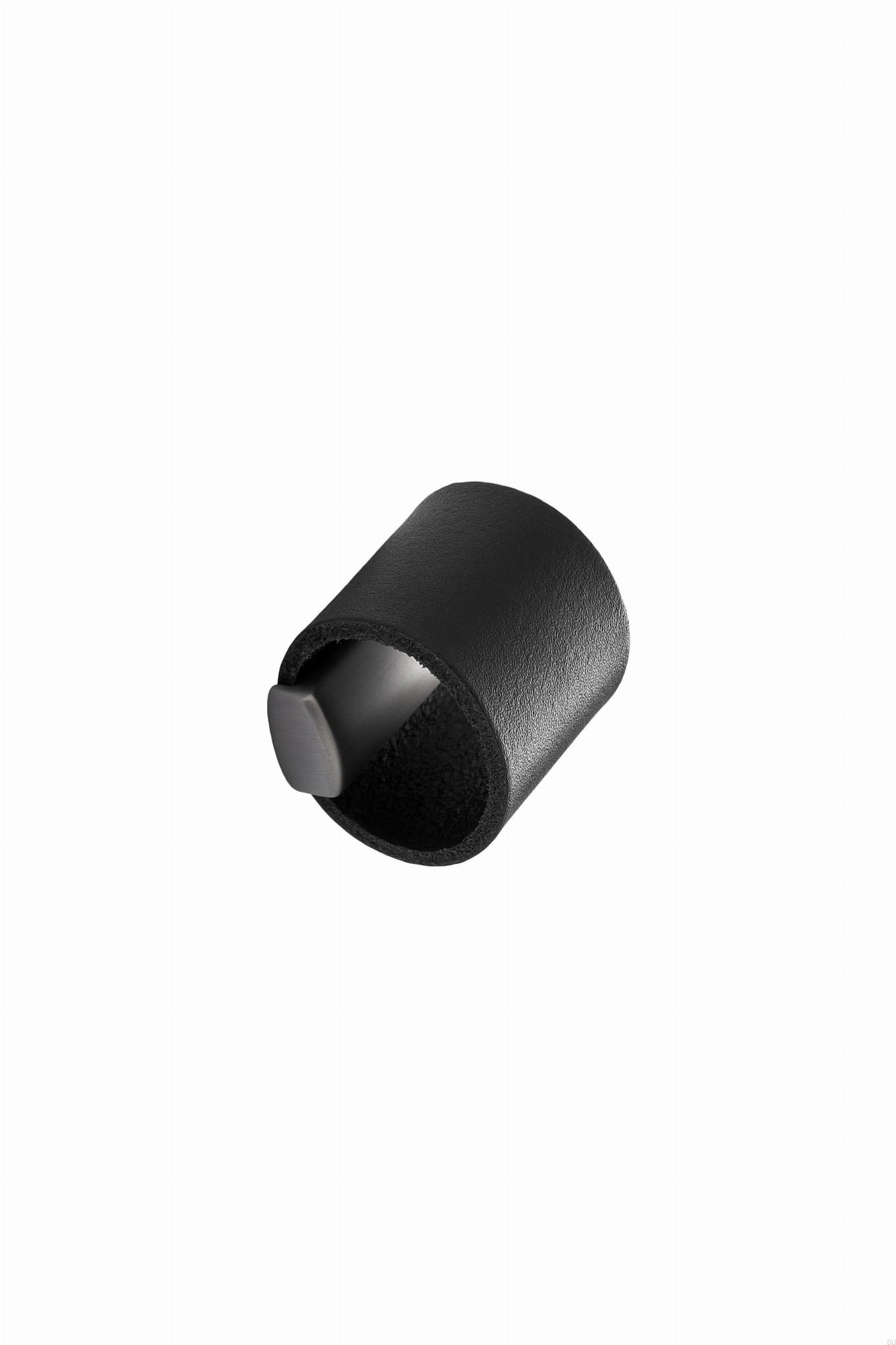 543360032-102/66--Gałka-meblowa-Drum-32-Metalowa-Srebrna-z-Czarną-Skórą-Furnipart-Skandynawskie-Uchwyty_1