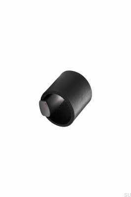 Drum 32 metall silver möbelknopp med svart läder