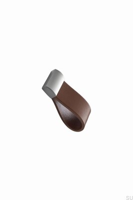 Möbelknopp Rem 16 Läder Brun med Silver
