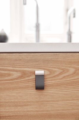 Möbelknopp Rem 16 Läder Brun med Silver